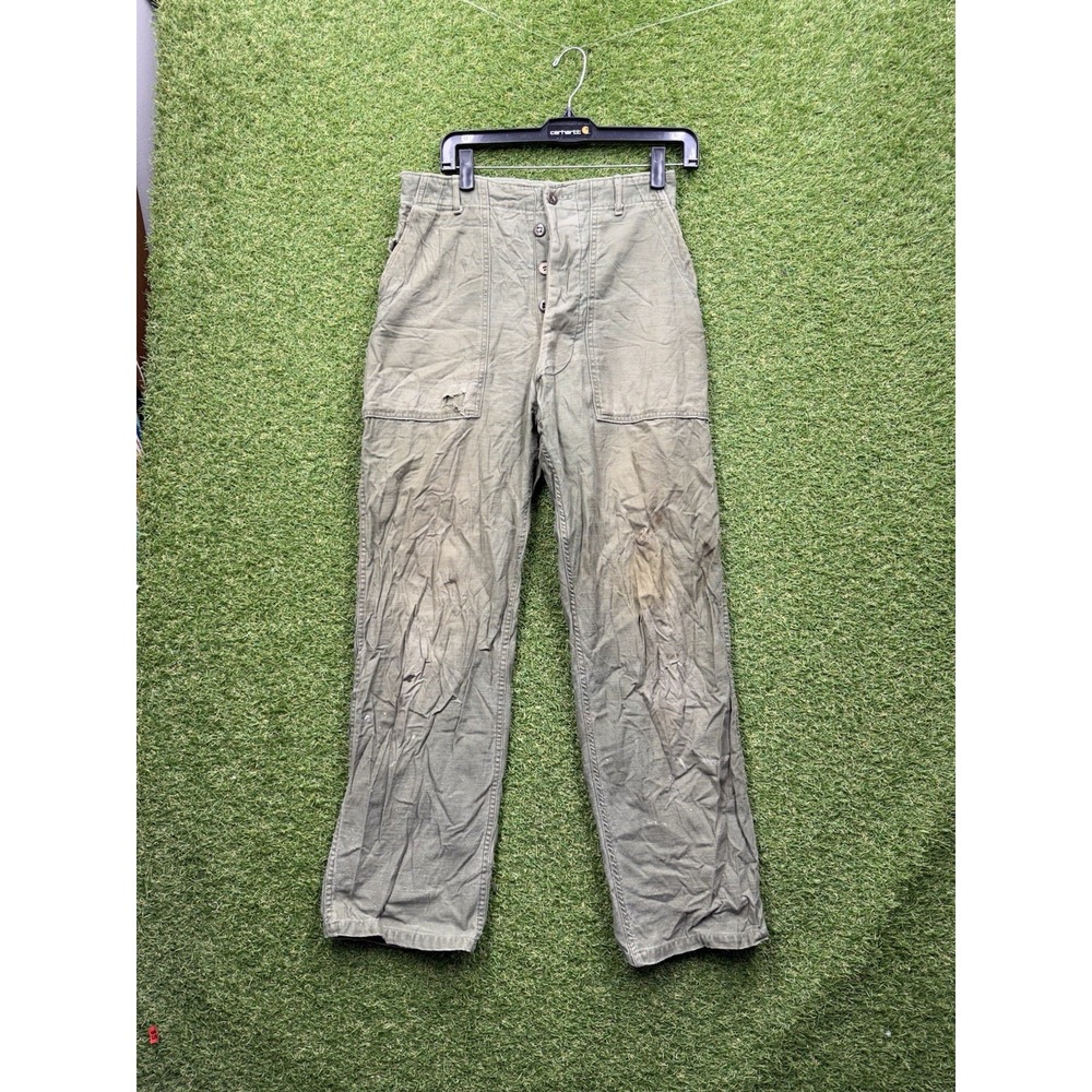 Vintage OG-107 Type 1 Military Pants Size 28x30 Green Sateen Army Green 60s